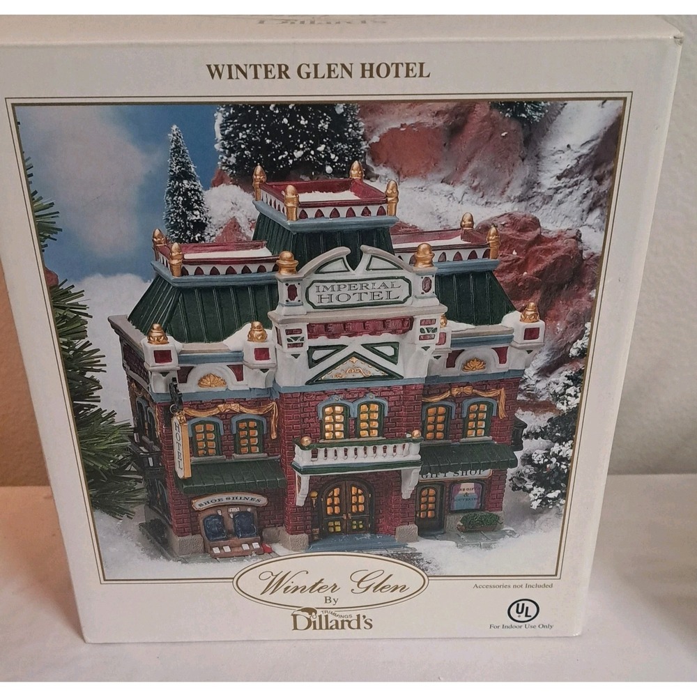 Lemax 2001 Winter Glen Hotel Imperial Hotel Christmas Village Dillard's Box